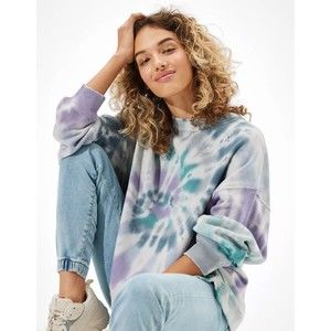 AEO Forever Tie Dye Print Crew Neck Sweatshirt - Small